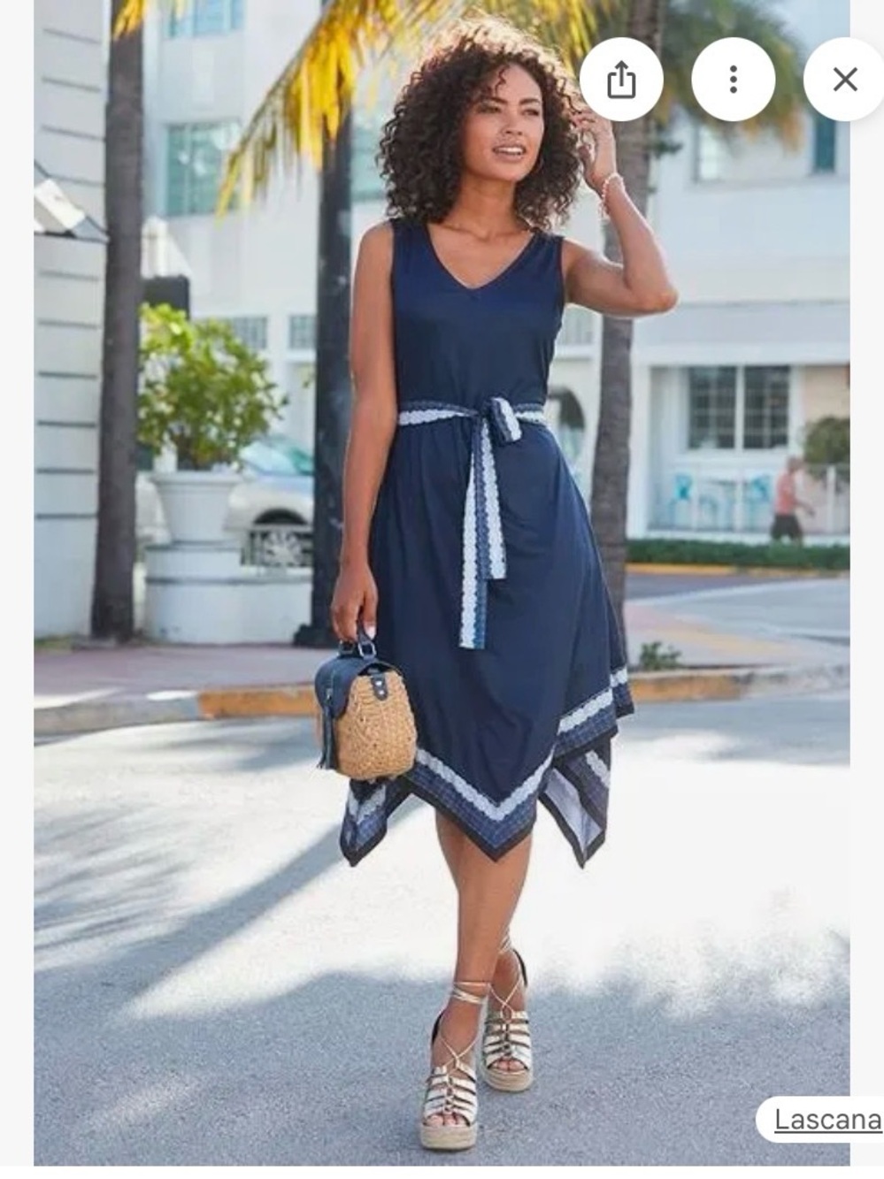 Lascana Navy Sleeveless Boho Midi Dress with Belted Waist NWT 8
